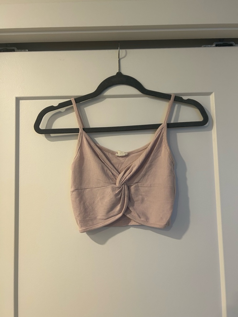 Garage Ribbed Knot-Front Cami in Blush